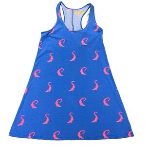 Lilly Pulitzer Melle Trapeze Gator Print Tank Dress Lapis Blue/Pink - Small